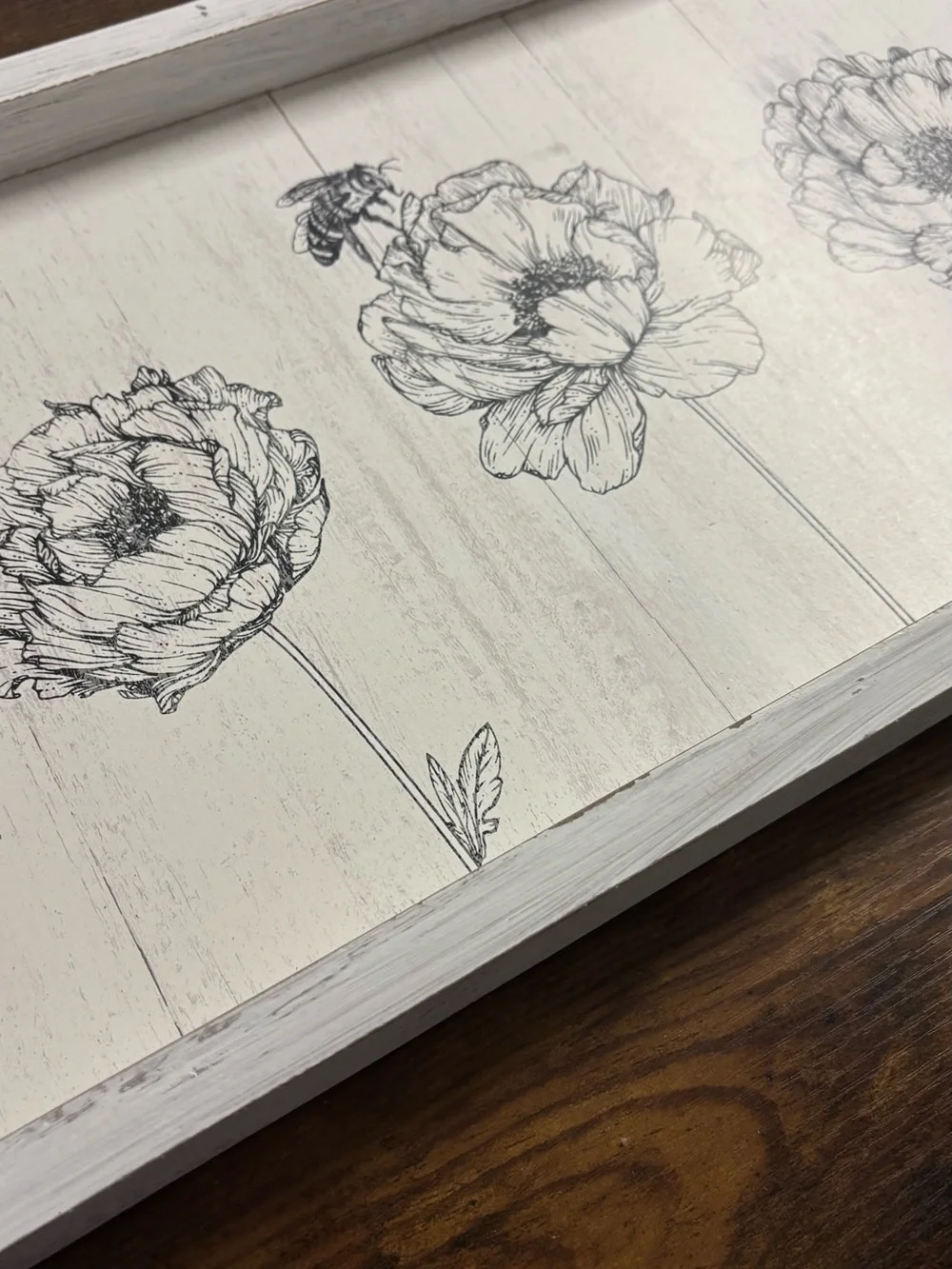White Framed Floral Wall Art - Neutral Botanical Print